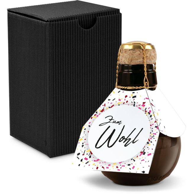Origineller Sekt Zum Wohl- Karton Schwarz, 125 ml