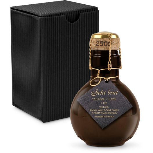 Produktabbildung Origineller Sekt schwarzer Anhänger - Karton Schwarz, 125 ml Origineller Sekt schwarzer Anhänger - Karton Schwarz, 125 ml (Bild 1)