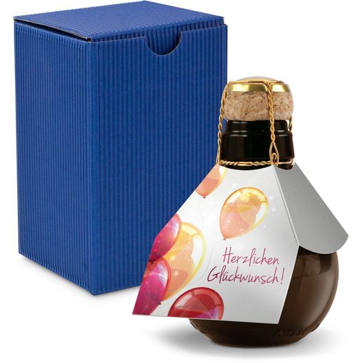 Produktabbildung Origineller Sekt Herzlichen Glückwunsch - Karton Blau, 125 ml Origineller Sekt Herzlichen Glückwunsch - Karton Blau, 125 ml (Bild 1)