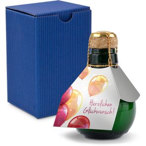 Origineller Sekt Herzlichen Glückwunsch - Karton Blau, 125 ml