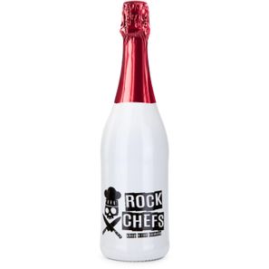 Sekt Cuvée - Flasche weiß-lackiert - Kapsel rot, 0,75 l