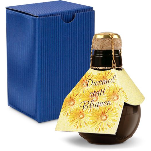 Produktabbildung Origineller Sekt Diesmal statt Blumen - Karton Blau, 125 ml Origineller Sekt Diesmal statt Blumen - Karton Blau, 125 ml (Bild 1)