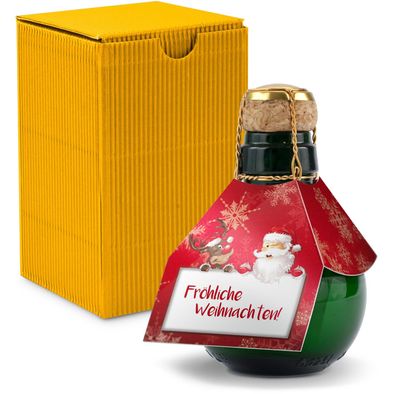 Origineller Sekt Fröhliche Weihnachten - Karton Gelb, 125 ml