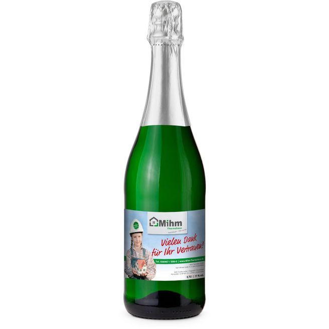 Sekt Cuvée - Flasche grün - Kapselfarbe Silber, 0,75 l
