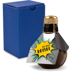 Origineller Sekt Du bist Bombe- Karton Blau, 125 ml