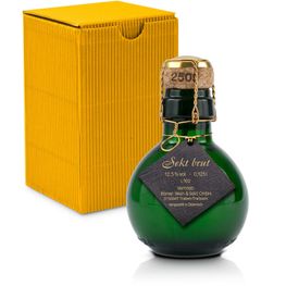 Origineller Sekt schwarzer Anhänger - Karton Gelb, 125 ml