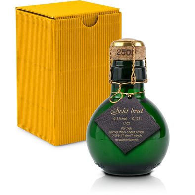 Origineller Sekt schwarzer Anhänger - Karton Gelb, 125 ml