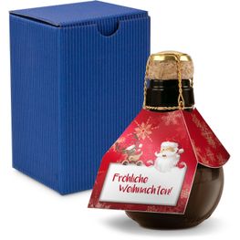 Origineller Sekt Fröhliche Weihnachten - Karton Blau, 125 ml