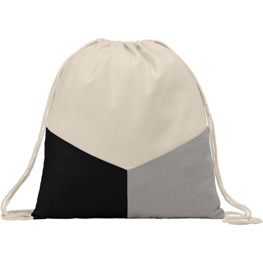 Triad - Mehrfarbige Kordelzugtasche aus recycelter Baumwolle (Bild 1)