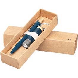 Reborn Geschenkset mit Kugelschreiber und Taschenlampe mit Bambus-Akzenten aus recyceltem Aluminium – Lasergravur
