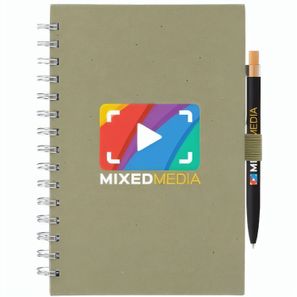 Terra Notizbuch mit Spiral aus recyceltem Milchkarton - A5 und Reborn Kugelschreiber Set