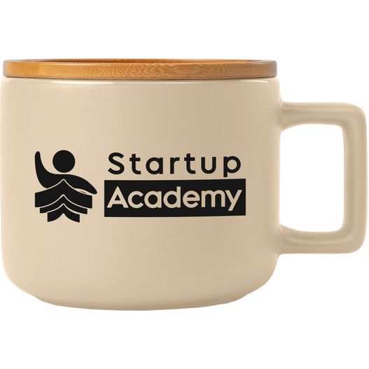 Produktabbildung Café Virtuoso - 355 ml Keramiktasse mit Bambus-Deckel Café Virtuoso - 355 ml Keramiktasse mit Bambus-Deckel (Bild 1)