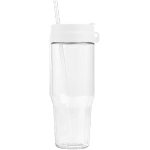 Polar Zweifarbiger Recycling-Glasbecher mit Trinkhalm - 1 L