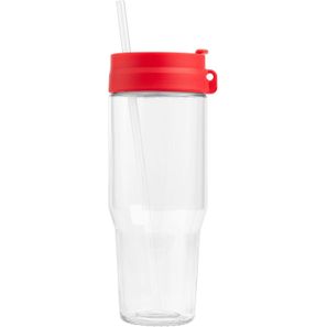 Polar Zweifarbiger Recycling-Glasbecher mit Trinkhalm - 1 L