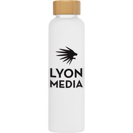 Lucerne - 590 ml Borosilikat-Glasflasche in Milchglasoptik mit Bambus-Deckel