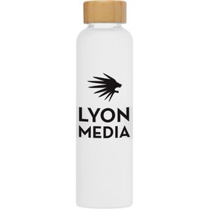 Lucerne - 590 ml Borosilikat-Glasflasche in Milchglasoptik mit Bambus-Deckel