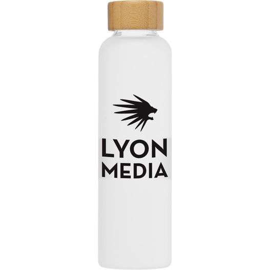 Lucerne - 590 ml Borosilikat-Glasflasche in Milchglasoptik mit Bambus-Deckel (Bild 1)