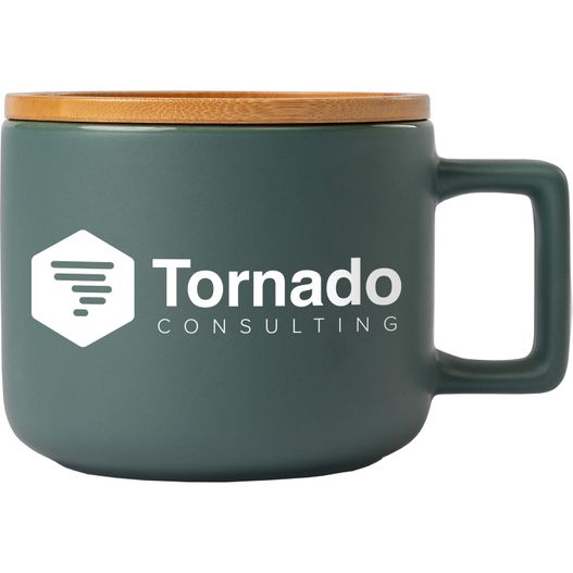 Produktabbildung Café Virtuoso - 355 ml Keramiktasse mit Bambus-Deckel Café Virtuoso - 355 ml Keramiktasse mit Bambus-Deckel (Bild 1)