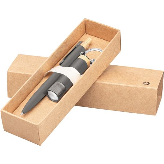Reborn Geschenkset mit Kugelschreiber und Taschenlampe mit Bambus-Akzenten aus recyceltem Aluminium (Bild 1)