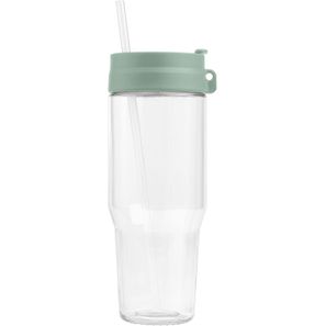 Polar Zweifarbiger Recycling-Glasbecher mit Trinkhalm - 1 L