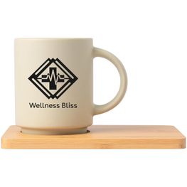 Produktabbildung Café Duo - 325 ml Keramiktasse & Bambusbrett-Set Café Duo - 325 ml Keramiktasse & Bambusbrett-Set