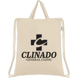 Palma - Rucksack & Tragetasche mit Kordelzug aus recycelter Baumwolle (140 g/m²)