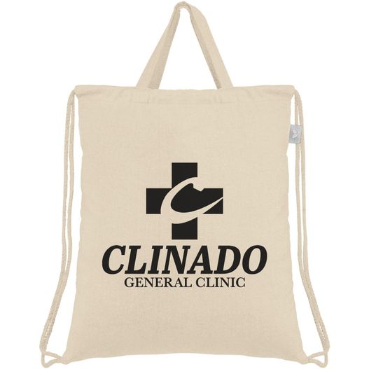 Palma - Rucksack & Tragetasche mit Kordelzug aus recycelter Baumwolle (140 g/m²) (Bild 1)