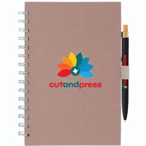 Terra Notizbuch mit Spiral aus recyceltem Milchkarton - A5 und Reborn Kugelschreiber Set