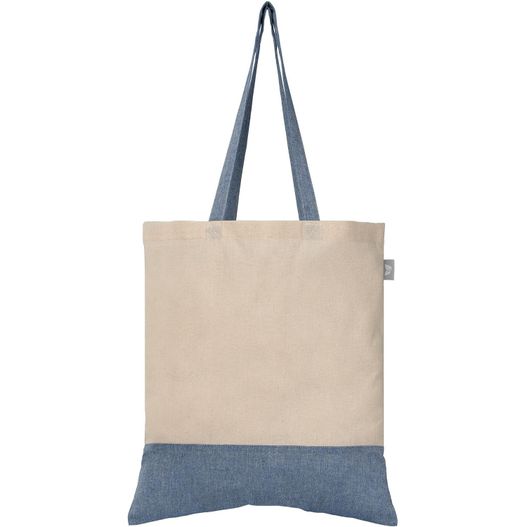 Produktabbildung Quebec - Zweifarbige Tragetasche aus recycelter Baumwolle (140 g/m²) Quebec - Zweifarbige Tragetasche aus recycelter Baumwolle (140 g/m²) (Bild 1)
