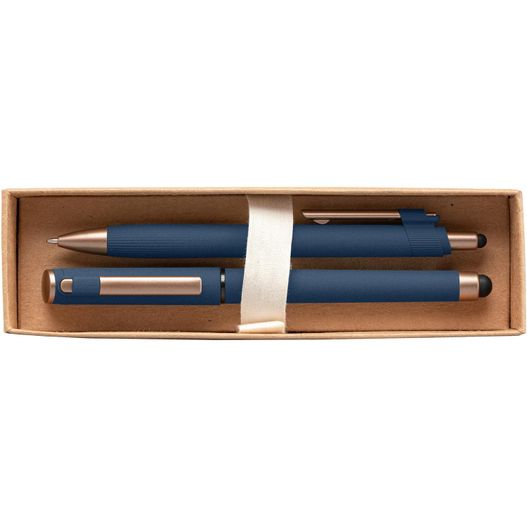 York Kugelschreiber-Geschenkset mit bronzefarbenen Akzenten aus recyceltem Kunststoff inkl. verzierter Geschenkbox (Bild 1)