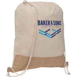 Rio™ Rucksack mit Kordelzug aus recycelter Baumwolle und Jute (140 g/m²)