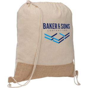 Rio™ Rucksack mit Kordelzug aus recycelter Baumwolle und Jute (140 g/m²)