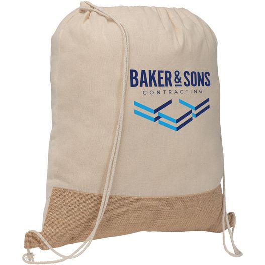 Rio™ Rucksack mit Kordelzug aus recycelter Baumwolle und Jute (140 g/m²) (Bild 1)