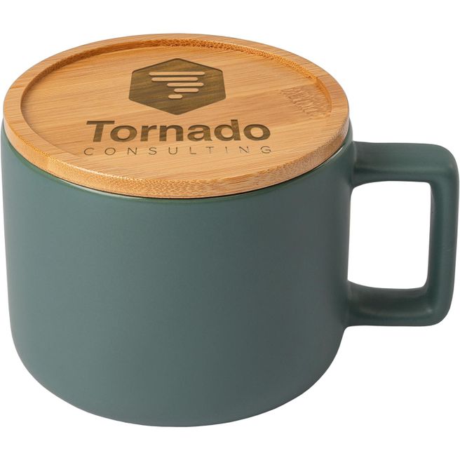 Café Virtuoso - 355 ml Keramiktasse mit Bambus-Deckel