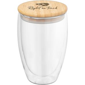 Sculpture - 355 ml Glasbecher mit Bambus-Deckel - Doppelwandig