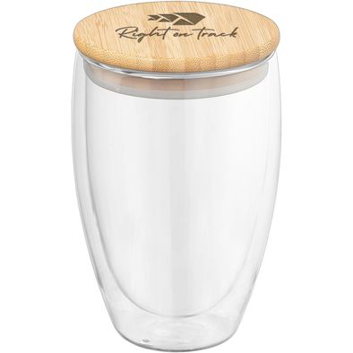 Sculpture - 355 ml Glasbecher mit Bambus-Deckel - Doppelwandig