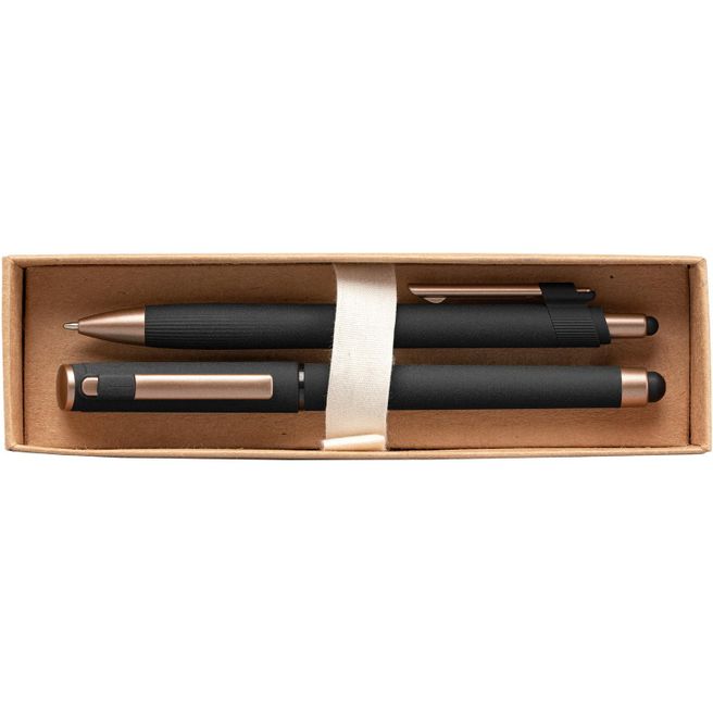 York Kugelschreiber-Geschenkset mit bronzefarbenen Akzenten aus recyceltem Kunststoff inkl. verzierter Geschenkbox