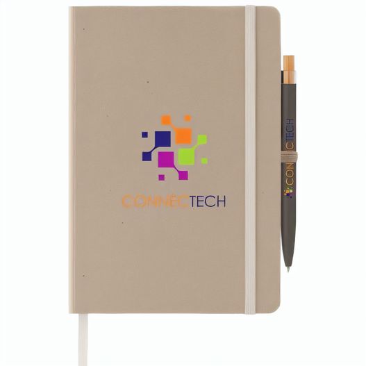 Terra Notizbuch mit festem Einband aus recyceltem Milchkarton - A5 und Reborn Kugelschreiber Set (Bild 1)