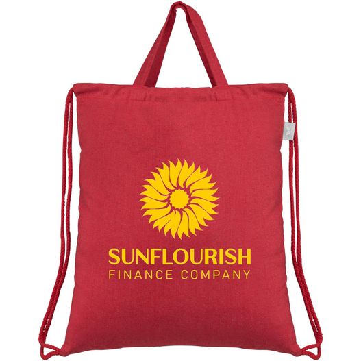 Produktabbildung Palma - Rucksack & Tragetasche mit Kordelzug aus recycelter Baumwolle (140 g/m²) Palma - Rucksack & Tragetasche mit Kordelzug aus recycelter Baumwolle (140 g/m²) (Bild 1)