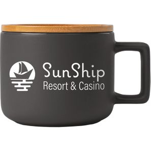 Café Virtuoso - 355 ml Keramiktasse mit Bambus-Deckel