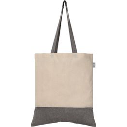 Produktabbildung Quebec - Zweifarbige Tragetasche aus recycelter Baumwolle (140 g/m²) Quebec - Zweifarbige Tragetasche aus recycelter Baumwolle (140 g/m²)