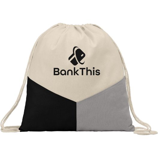 Triad - Mehrfarbige Kordelzugtasche aus recycelter Baumwolle (Bild 1)