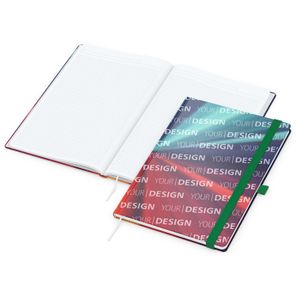 Notizbuch Match-Book White Bestseller, A4, Cover-Star, matt-individuell, grün