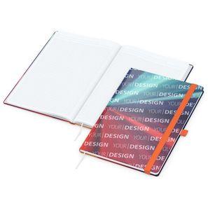 Notizbuch Match-Book White Bestseller, A4, Cover-Star, gloss-individuell, orange