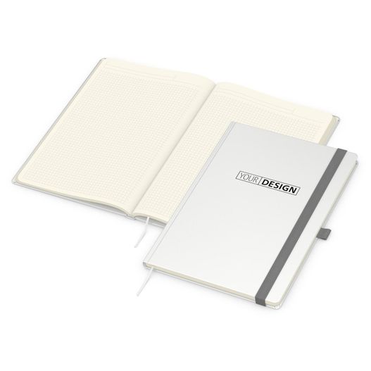 Notizbuch Vision-Book Creme Bestseller, A4, weiß inkl. Prägung schwarz-glänzend (Bild 1)