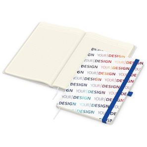 Notizbuch Match-Book Creme Bestseller, A4, Natura, individuell, mittelblau