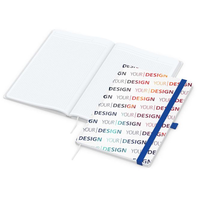 Produktabbildung Notizbuch Match-Book White Bestseller, A4, Natura, individuell, mittelblau Notizbuch Match-Book White Bestseller, A4, Natura, individuell, mittelblau