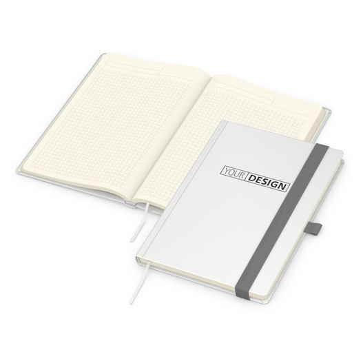 Produktabbildung Notizbuch Vision-Book Creme Bestseller, A5, weiß inkl. Prägung schwarz-glänzend Notizbuch Vision-Book Creme Bestseller, A5, weiß inkl. Prägung schwarz-glänzend (Bild 1)