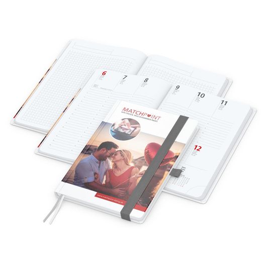 Produktabbildung Wochenplaner Match-Hybrid White Bestseller, A5, Cover-Star matt-individuell, silbergrau Wochenplaner Match-Hybrid White Bestseller, A5, Cover-Star matt-individuell, silbergrau (Bild 1)