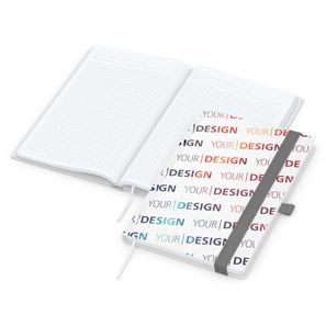 Notizbuch Match-Book White Bestseller, A5, Natura, individuell, silbergrau